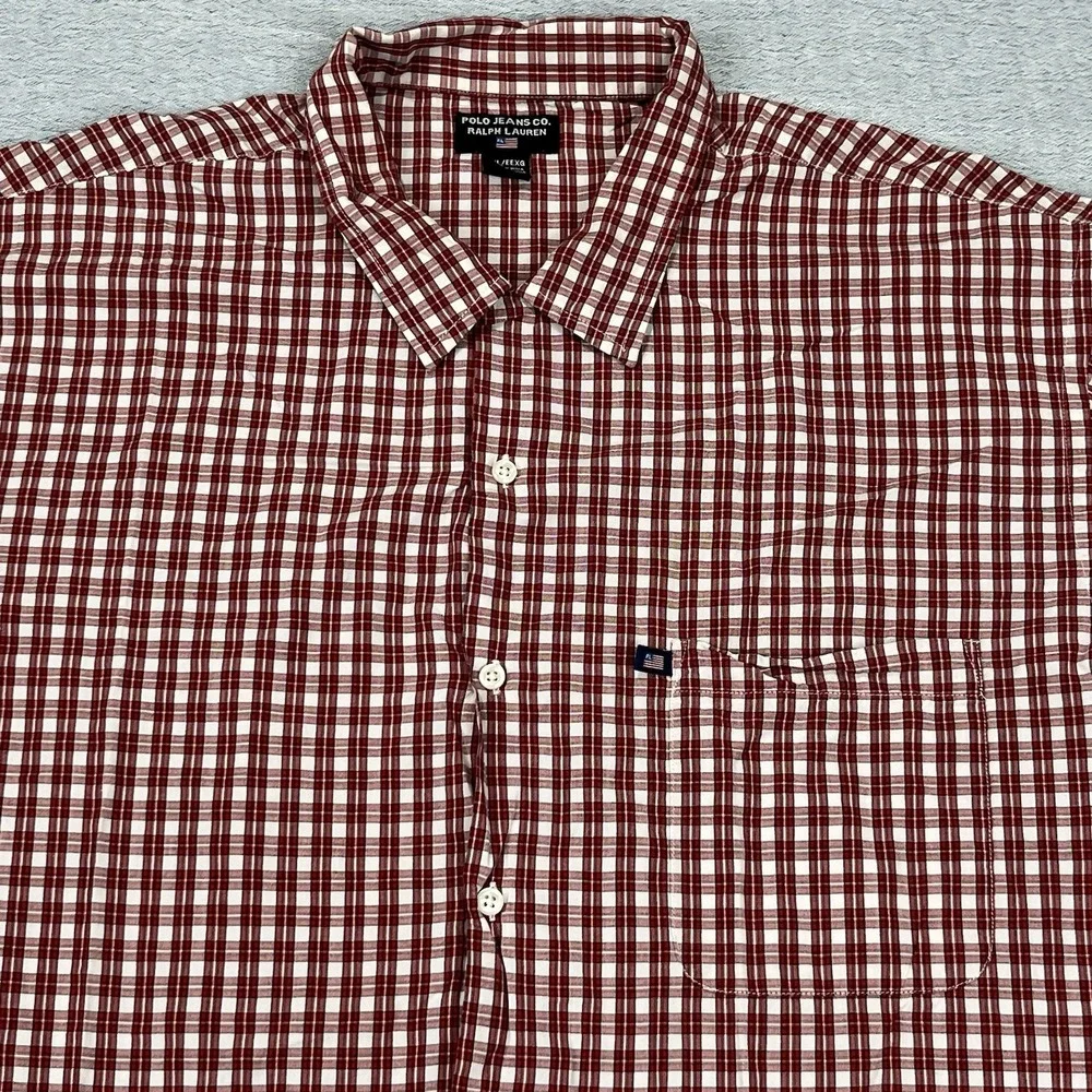 Ralph Lauren Polo Jeans Co. Plaid Short Sleeve Button Up Shirt XXL‎